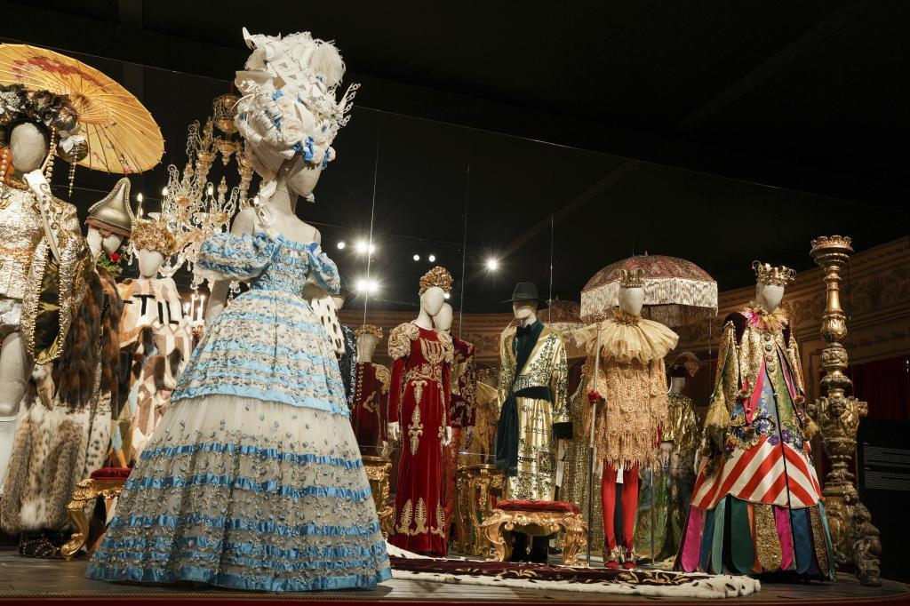 Creations are displayed during the exhibition "From the Heart to the Hands: Dolce&Gabbana"