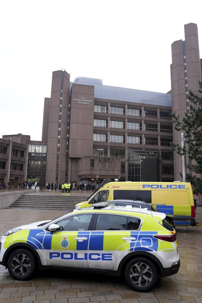 Police forces secure the area at Liverpool Crown Court in Liverpool,