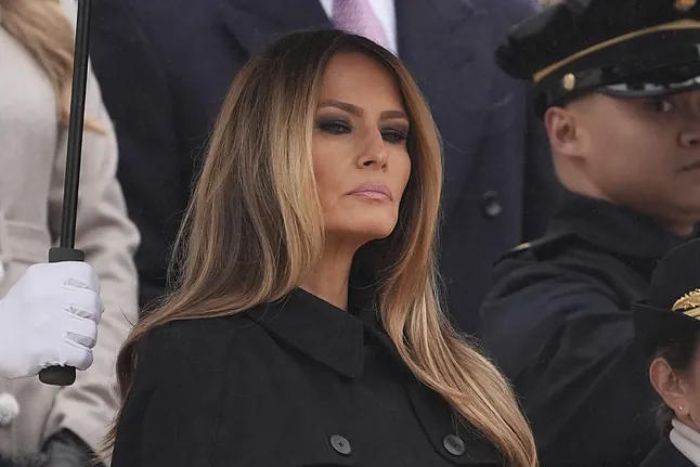 Melania Trump at the ceremony for the unknown soldier in Arlington.