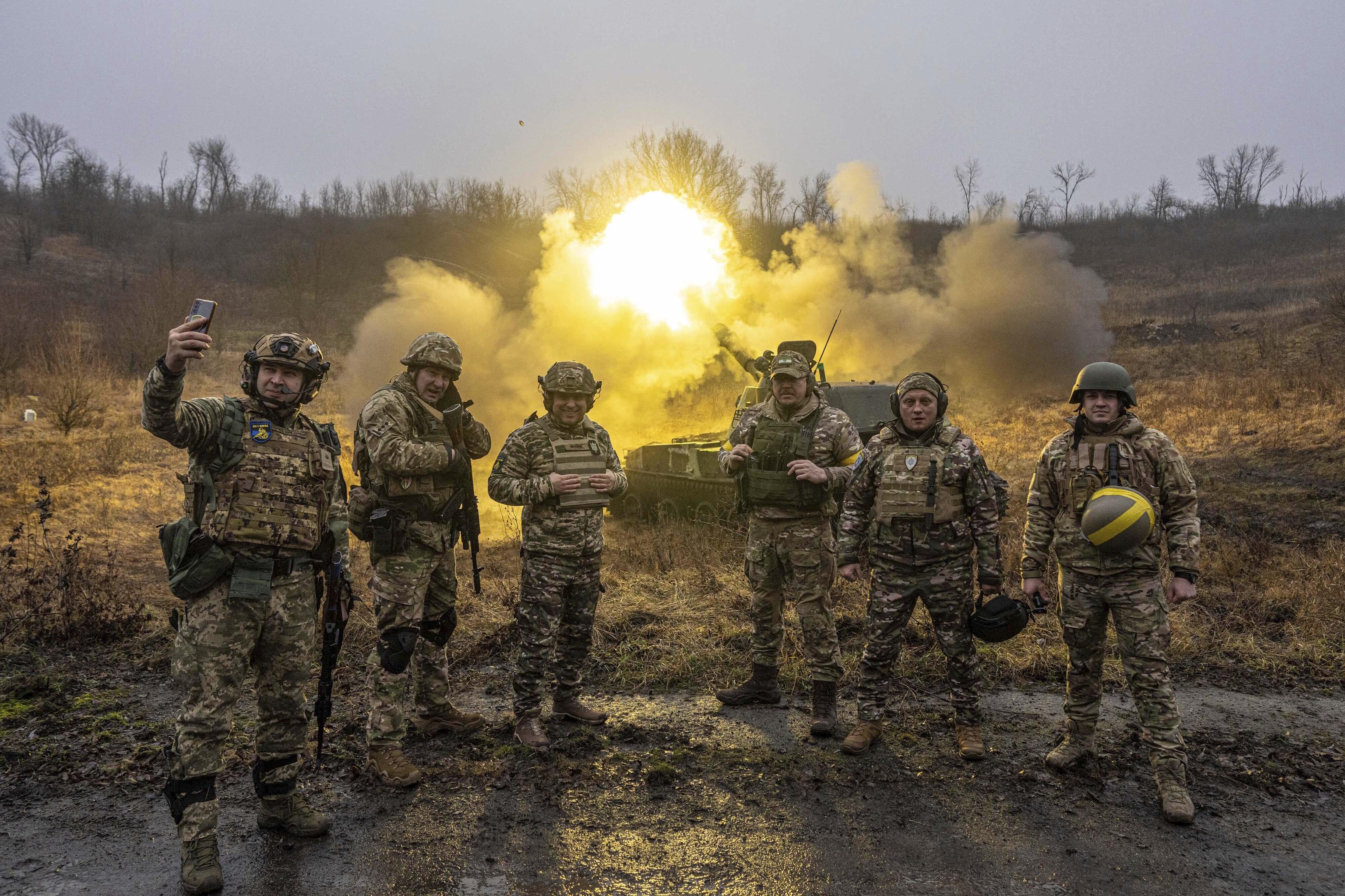 Ukrainian soldiers in the Kharkiv region.