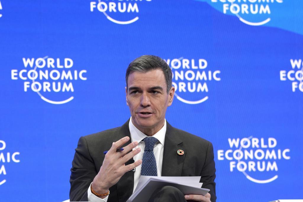 Prime Minister of Spain Pedro Sanchez speaks at the Annual Meeting of World Economic Forum