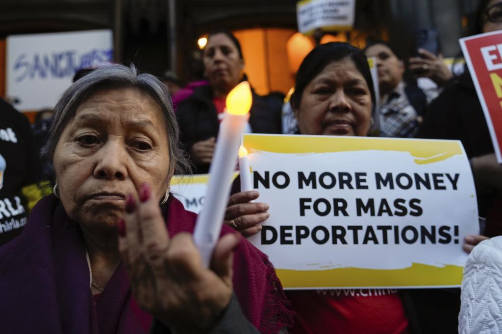 Members of the immigrant community lead by CHIRLA (Coalition for Humane Immigrant Rights)