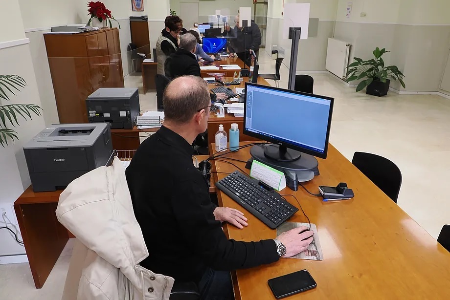 Employees inside an office.