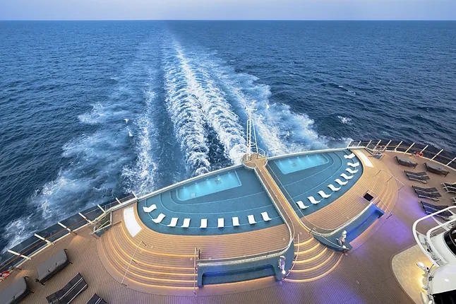 The pool and aft lookout of the MSC Seascape, one of the most modern ships.