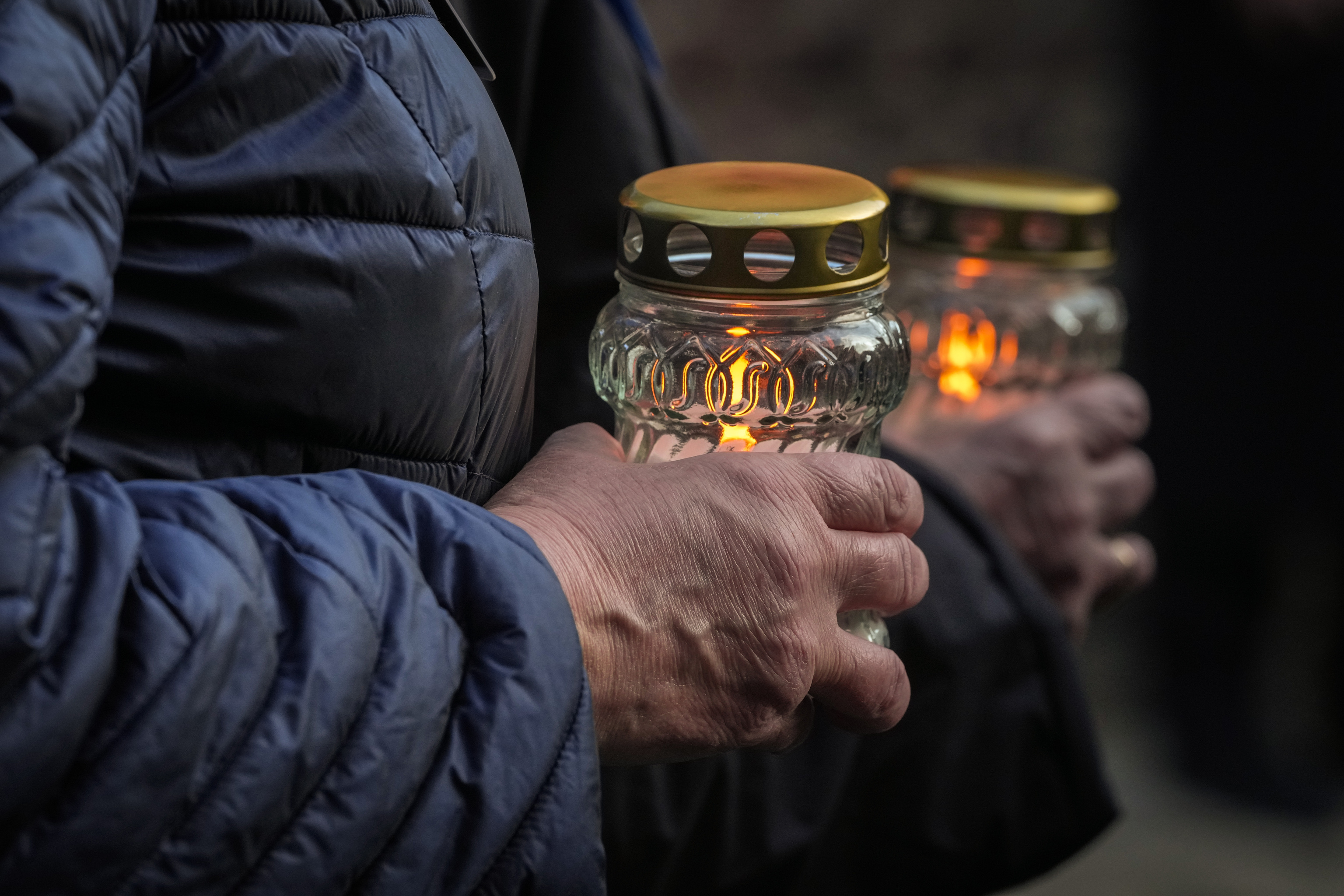 Survivors and relatives attend a ceremony at the Auschwitz-Birkenau former Nazi German concentration and extermination camp.