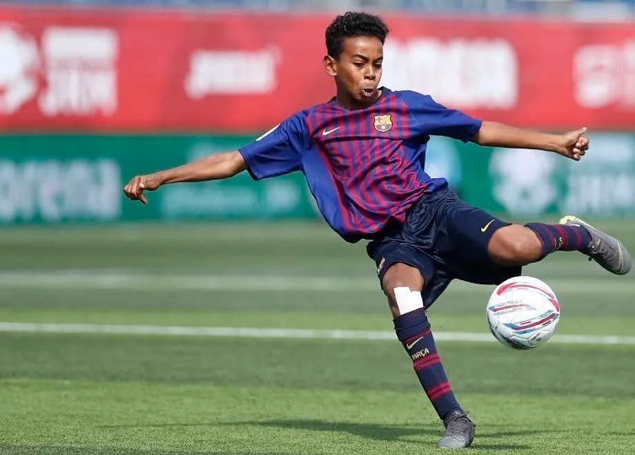 Lamine Yamal, in a match of the Promises League, 7-a-side soccer.