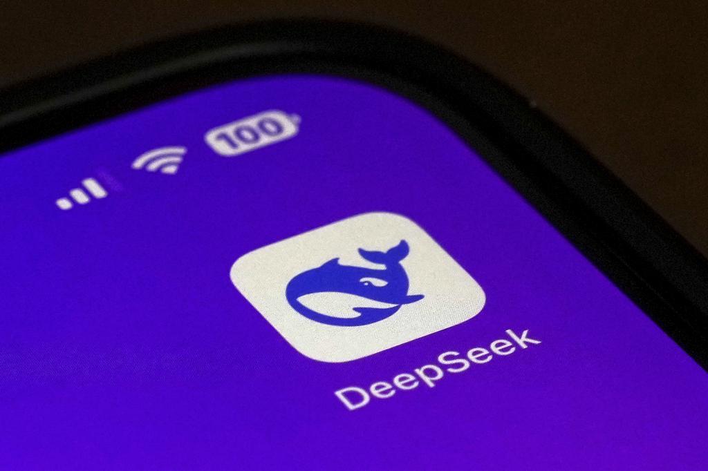 The DeepSeek mobile application icon on a smartphone screen in Beijing.