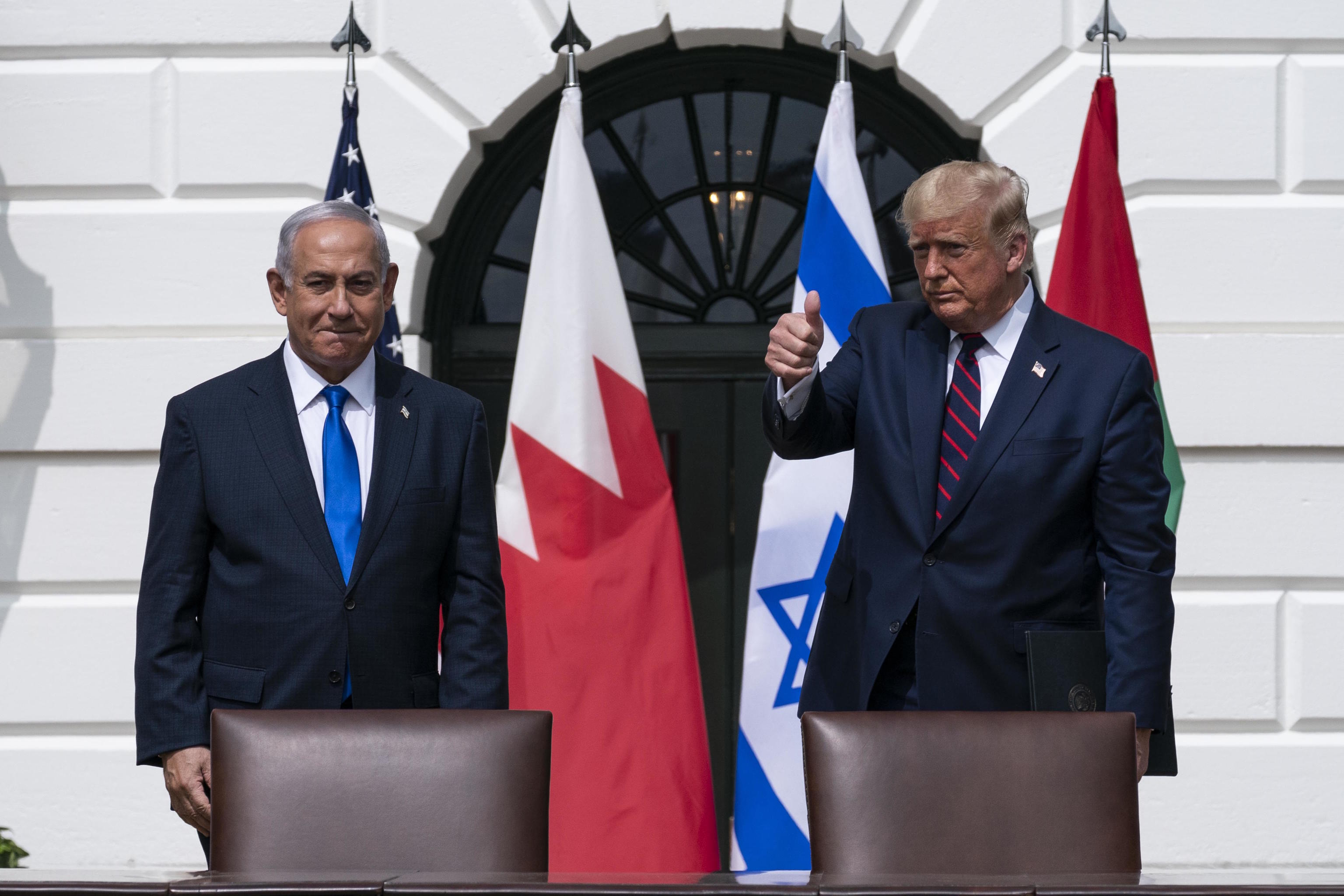 Benjamin Netanyahu and President Trump on the South Lawn of the White House.