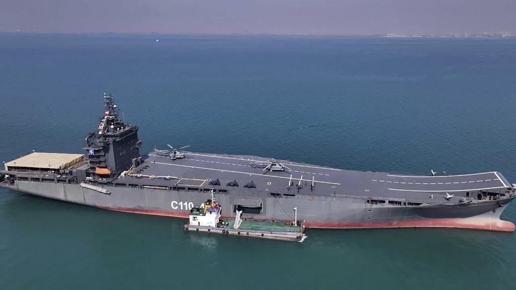 Iran's first drone-carrier warship in the Persian Gulf.