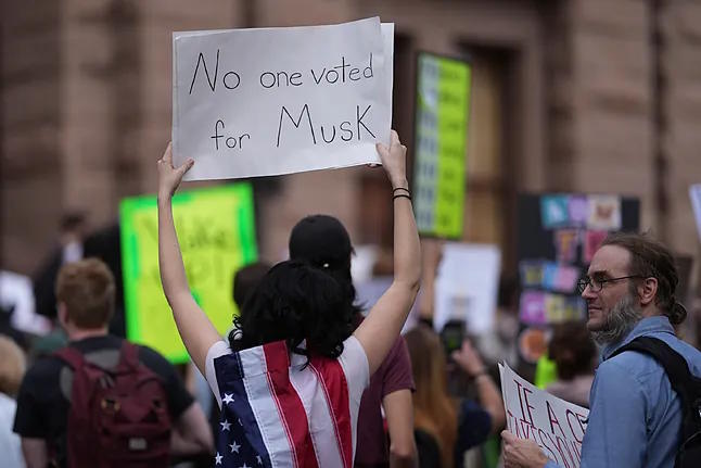 Numerous protesters demonstrate on the steps of the Texas Capitol.