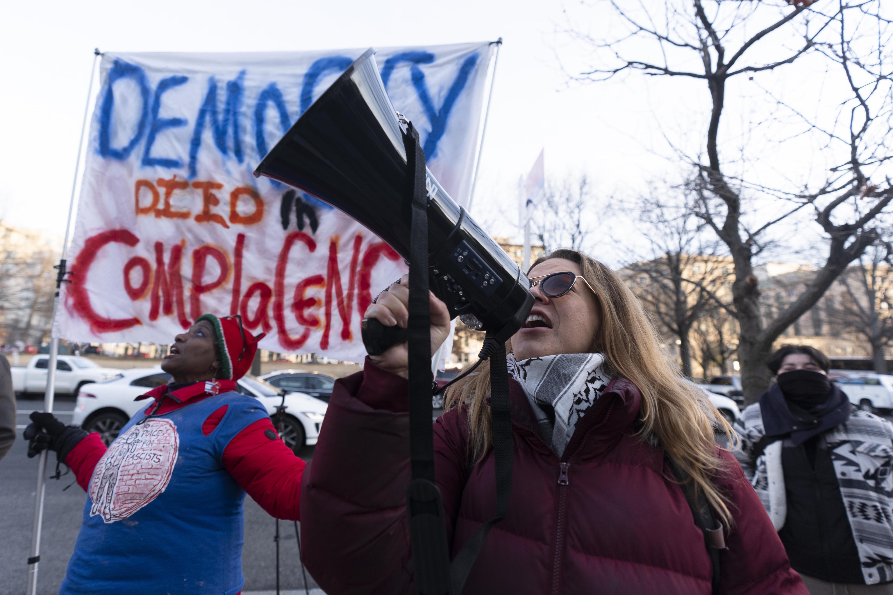 Rally in front of the Office of Personnel Management in Washington.