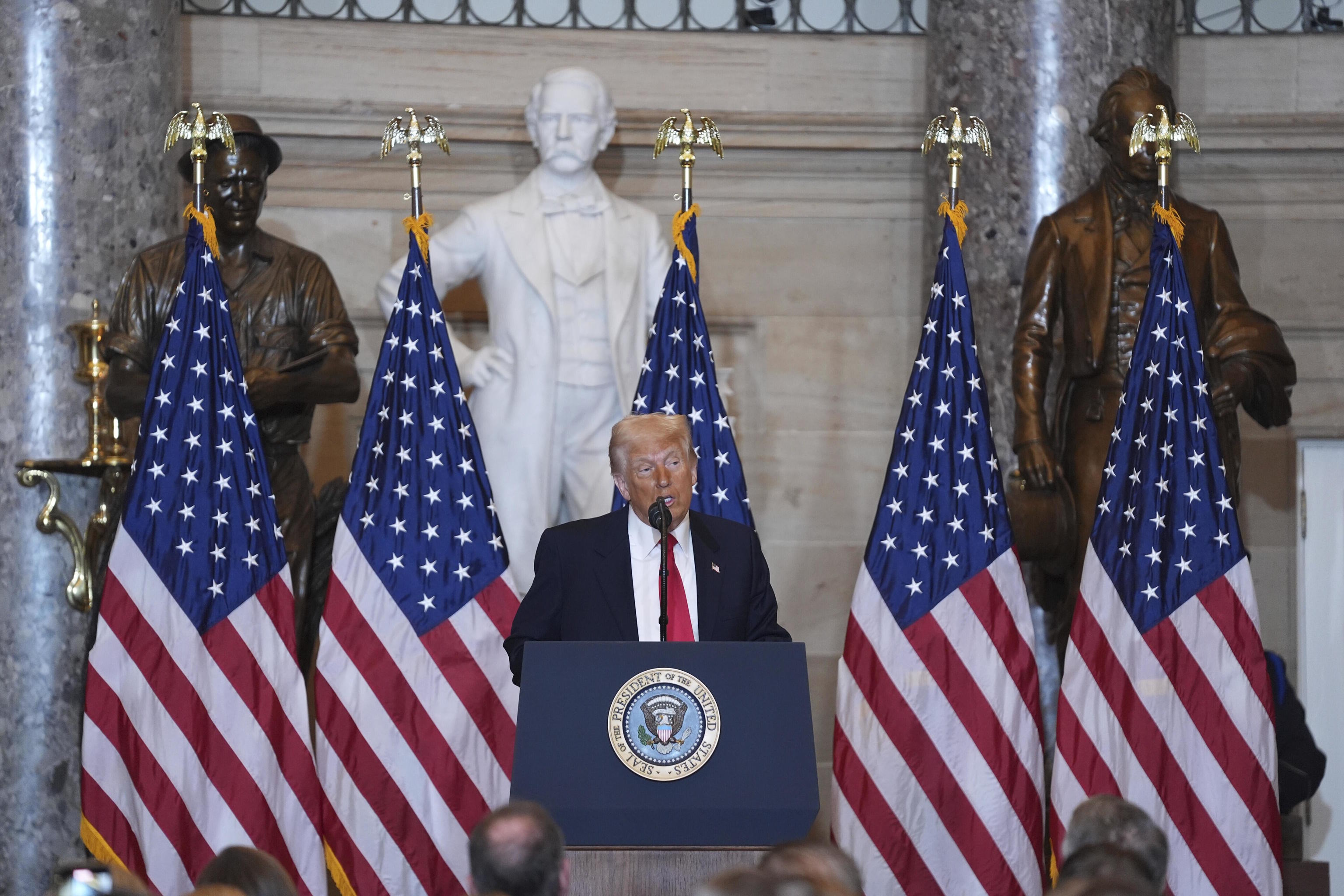 President Donald Trump speaks during the National Prayer Breakfast.