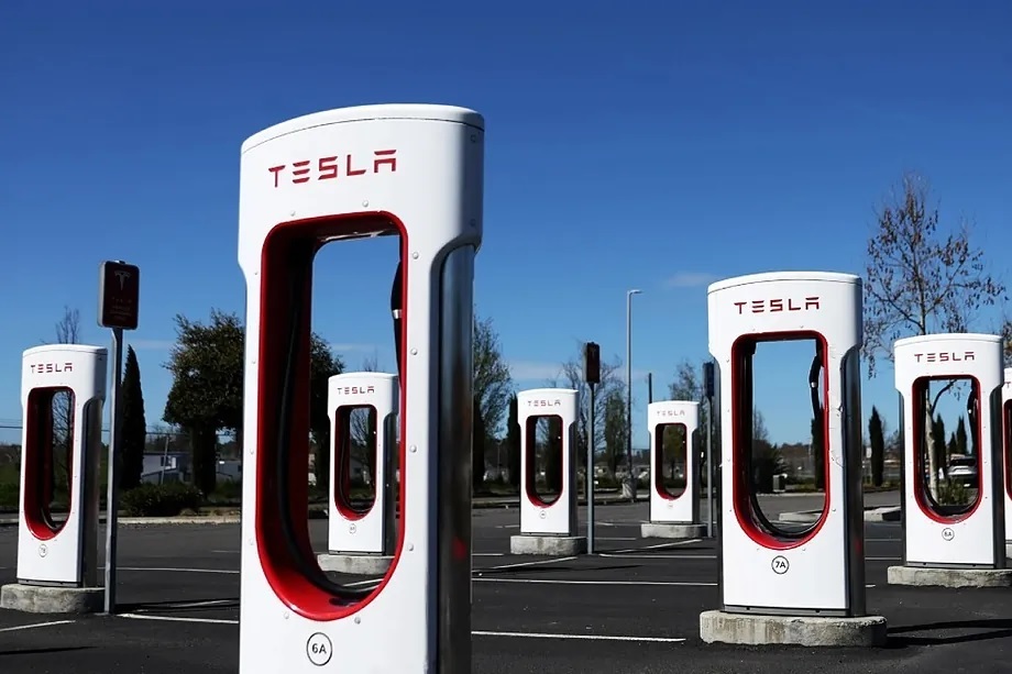 Tesla's supercharger electric station.