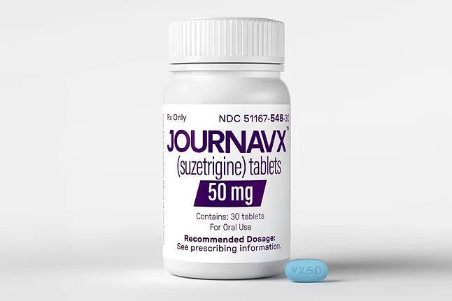 Bottle of suzetrigine (Journavx), from Vertex.