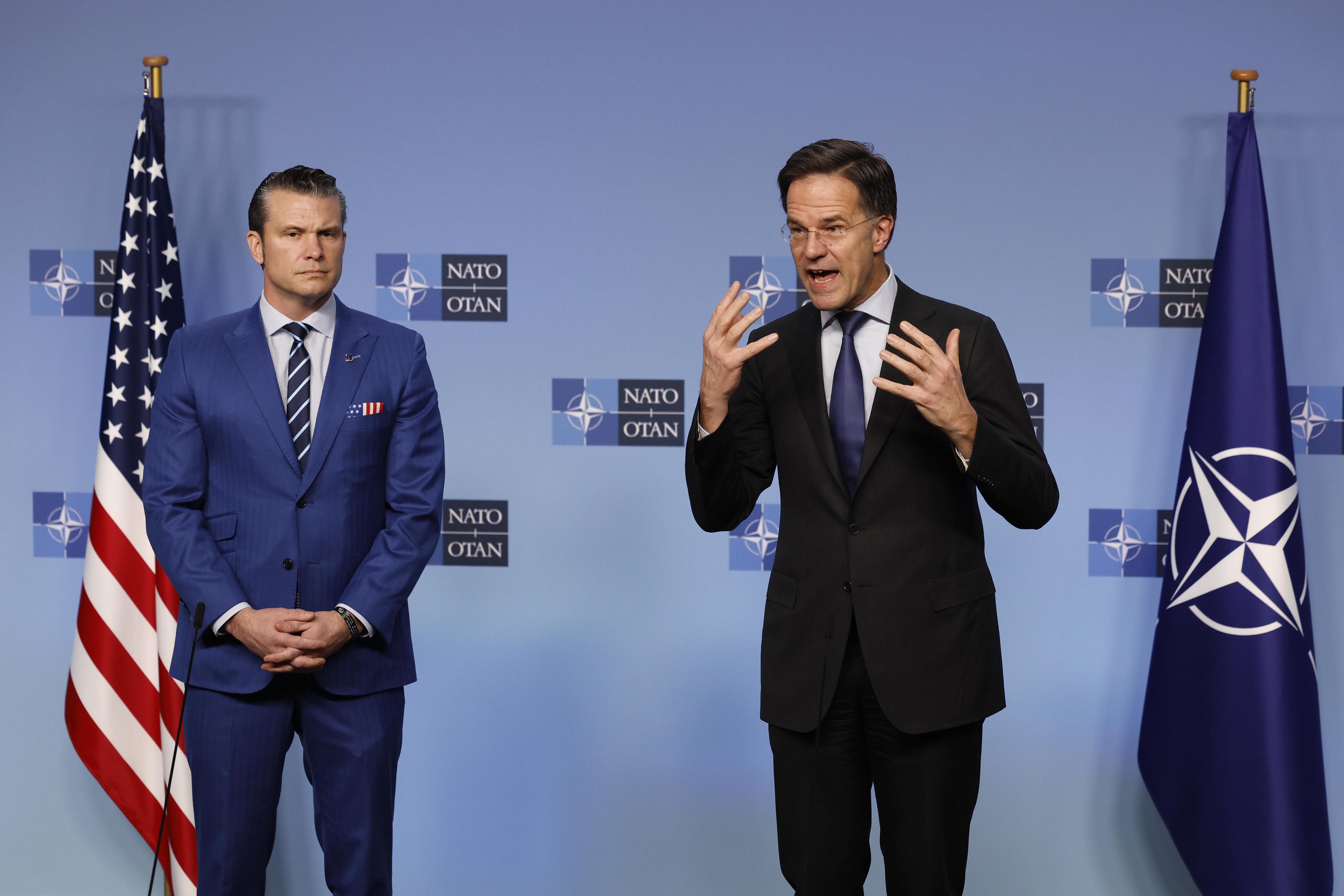 US Defense Secretary Pete Hegseth and NATO Secretary-General Mark Rutte.