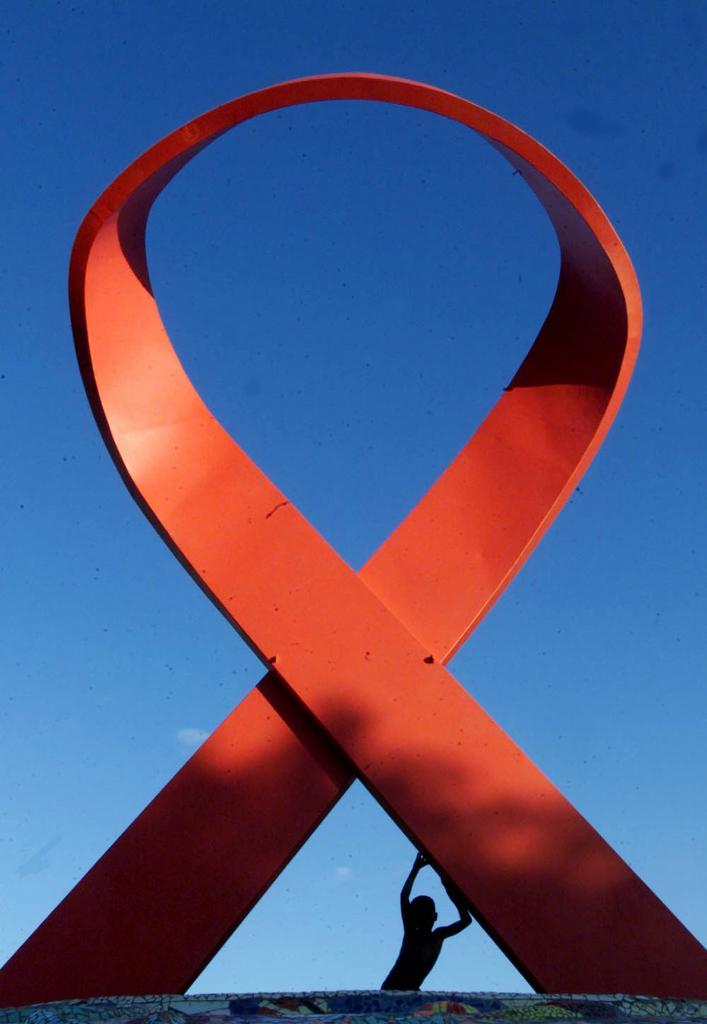 A big red ribbon in support of AIDS sufferers