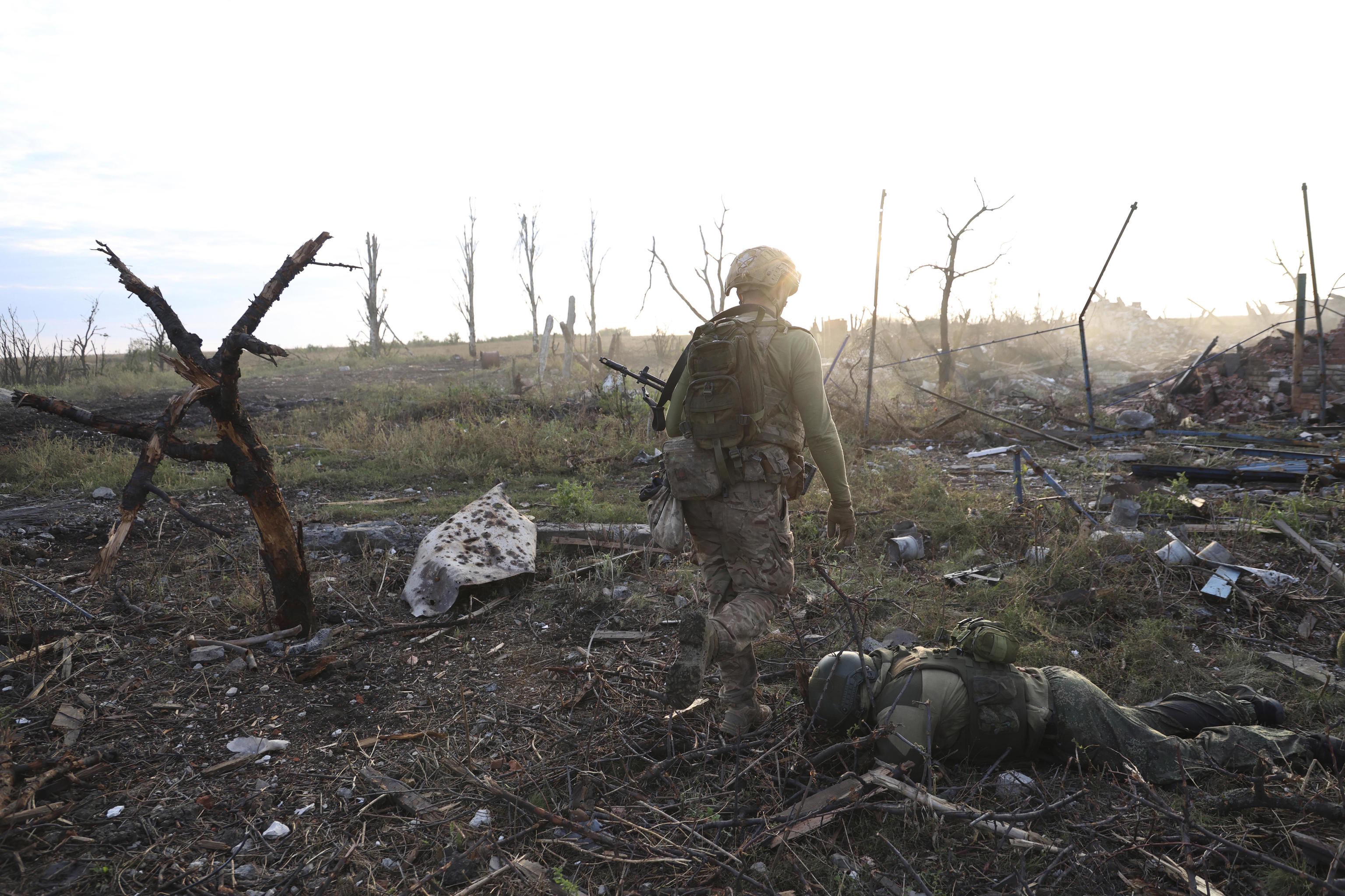 Russian soldier at the frontline in Andriivka, Donetsk region.