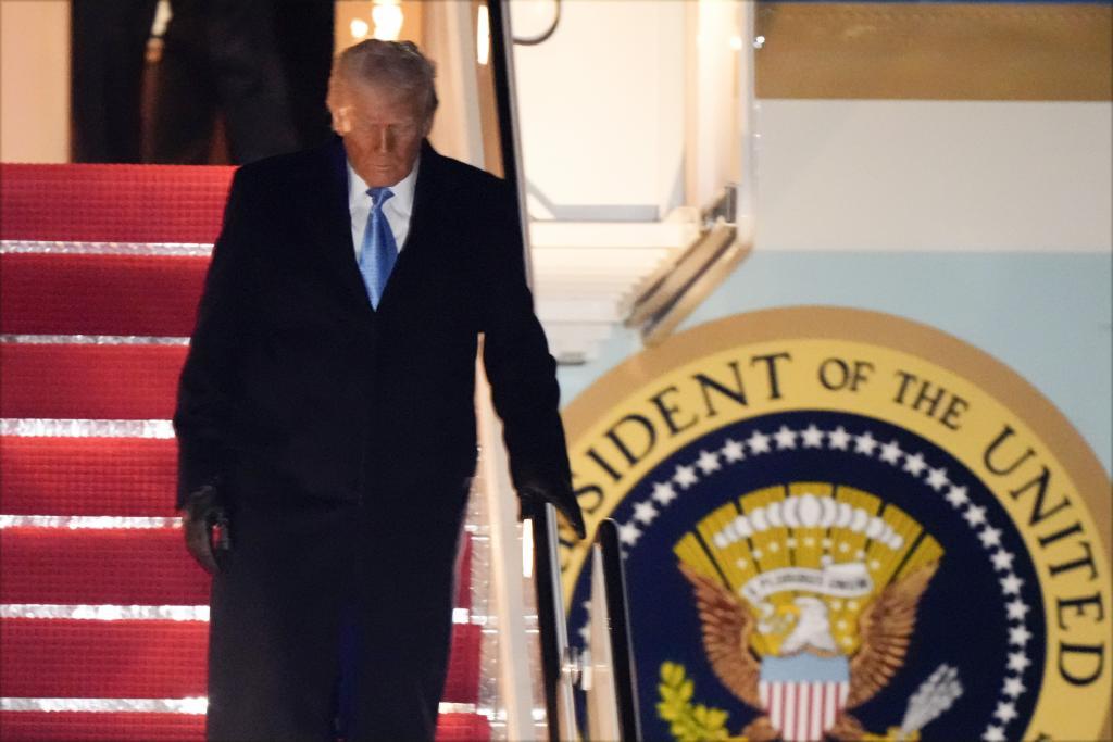 President Donald Trump arrives on Air Force One