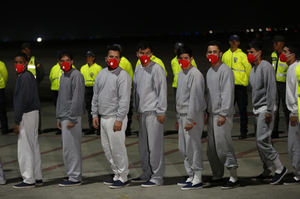 Venezuelan migrants deported from the United States arrive at Simon Bolivar International Airport