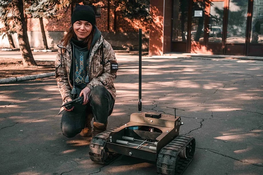 Alona Bogachuk, with a terrestrial drone.