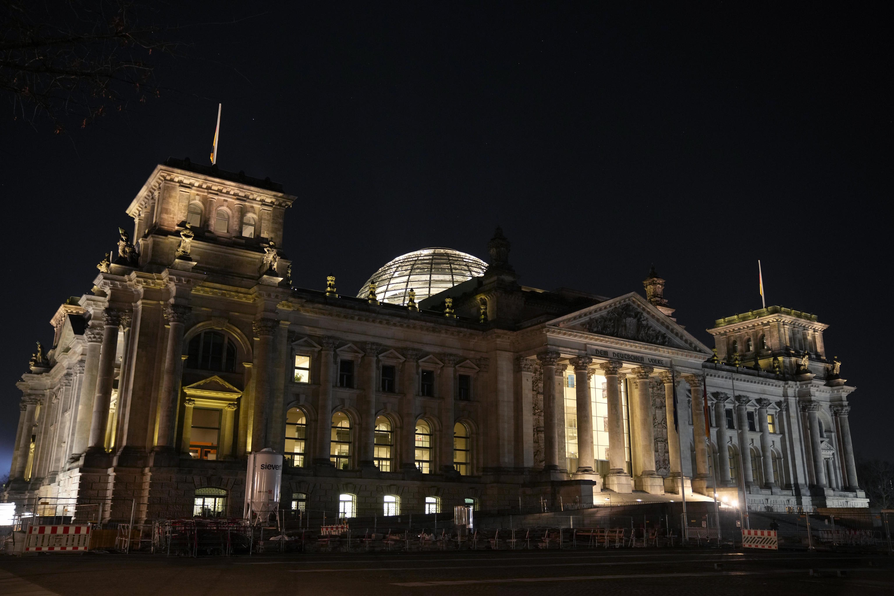 Exterior view of the Reichstag building in Berlin.