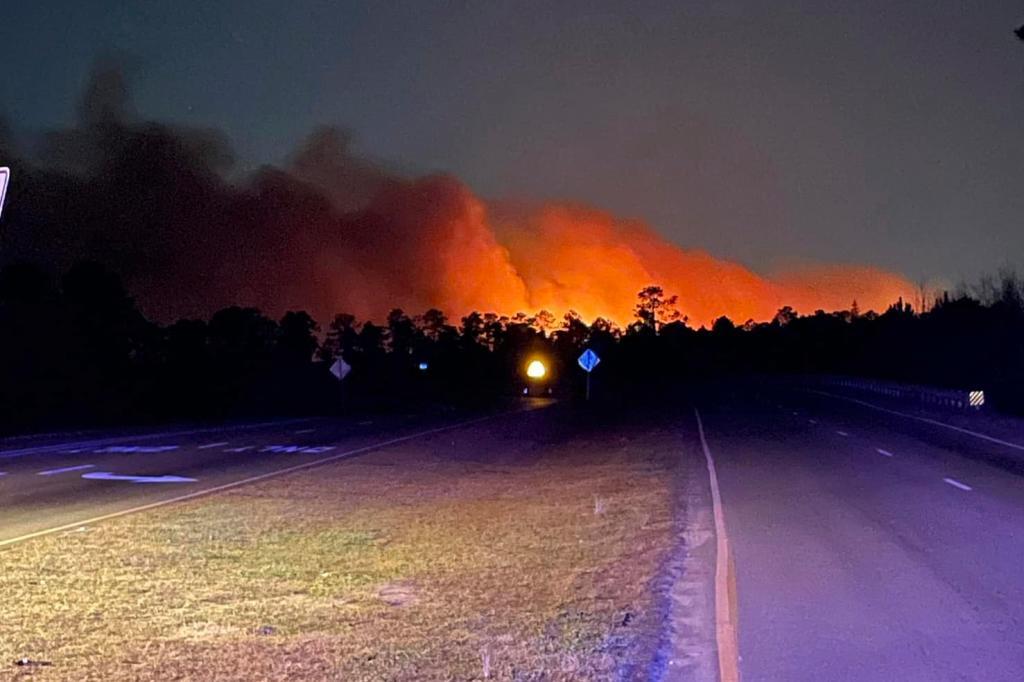 Smoke is seen from fires in Horry County