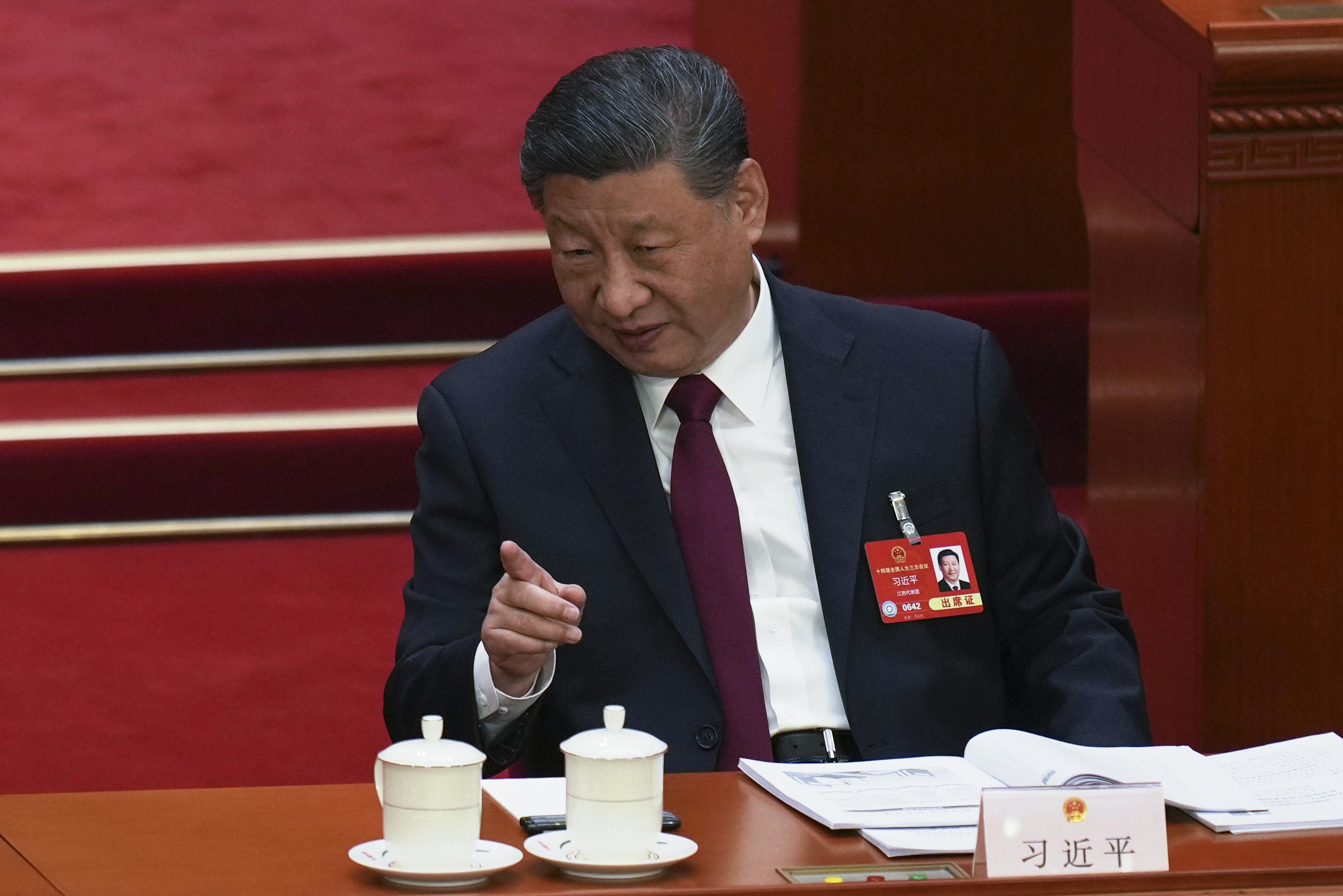 Chinese President Xi Jinping during the opening session of the National People's Congress.