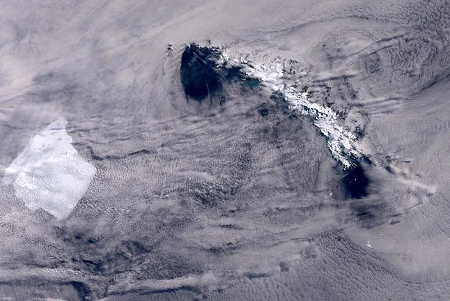 Iceberg A23A approaching South Georgia Island in the Weddell Sea in Antarctica on February 24, 2025.