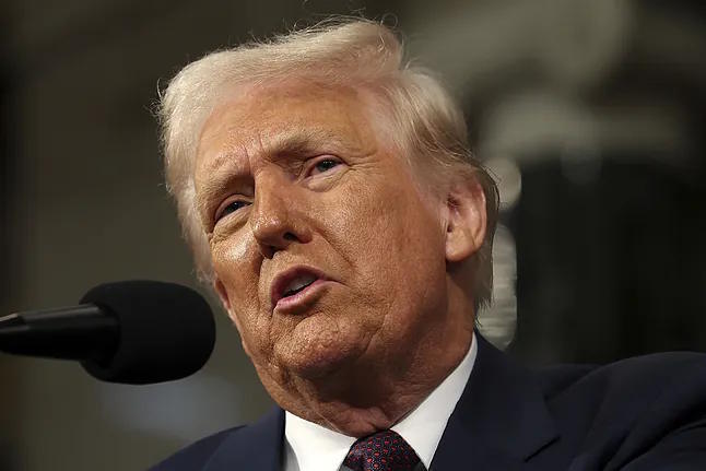 President Donald Trump delivers a speech to a joint session of Congress.