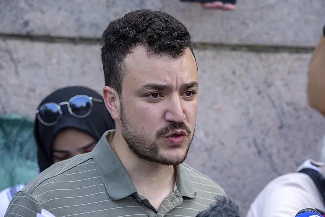 Mahmoud Khalil, on the Columbia University campus during the pro-Palestinian protest camp in April 2024.