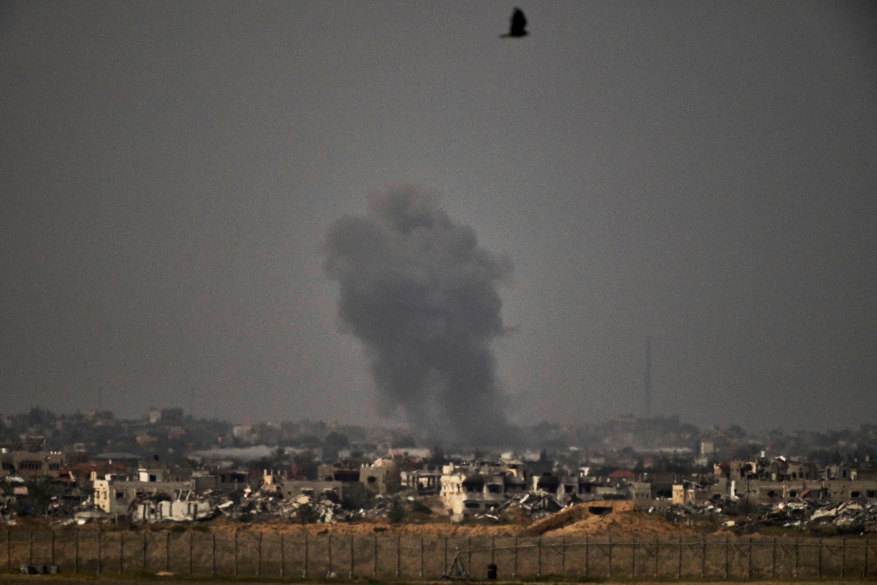 Smoke rises to the sky following Israeli bombardment in the Gaza Strip.