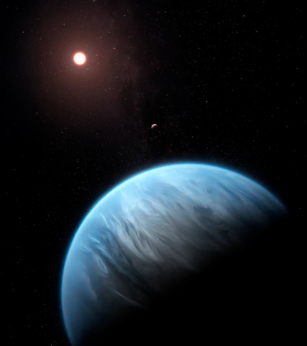 Recreation of the exoplanet K2-18b, discovered in 2015.