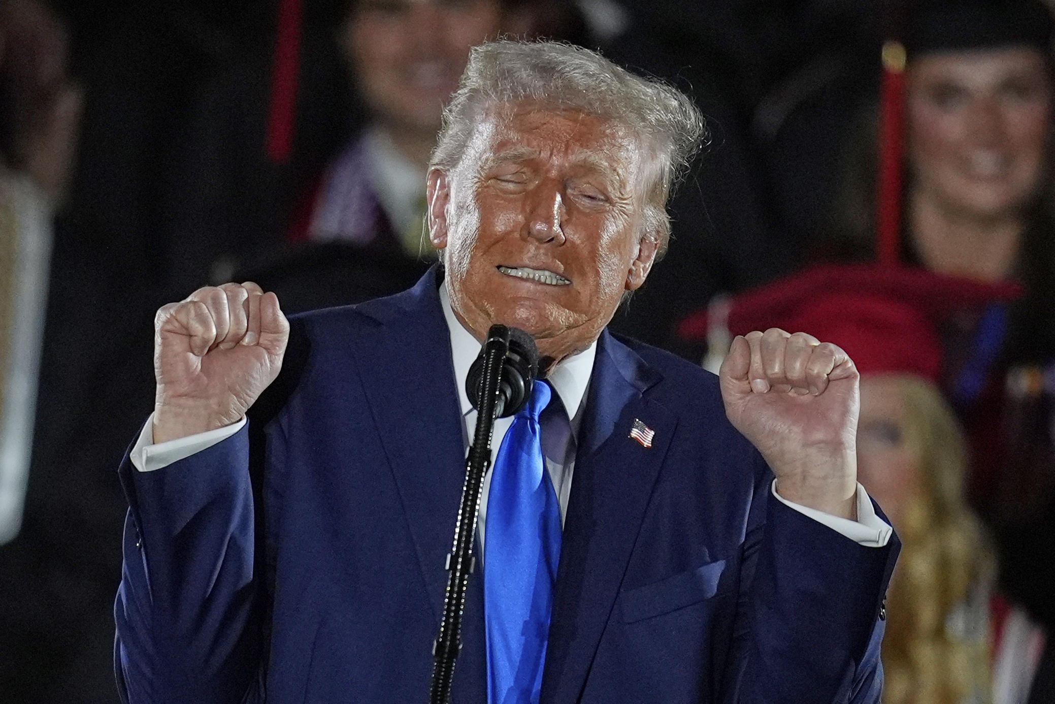 President Donald Trump talks about transgender weightlifters.