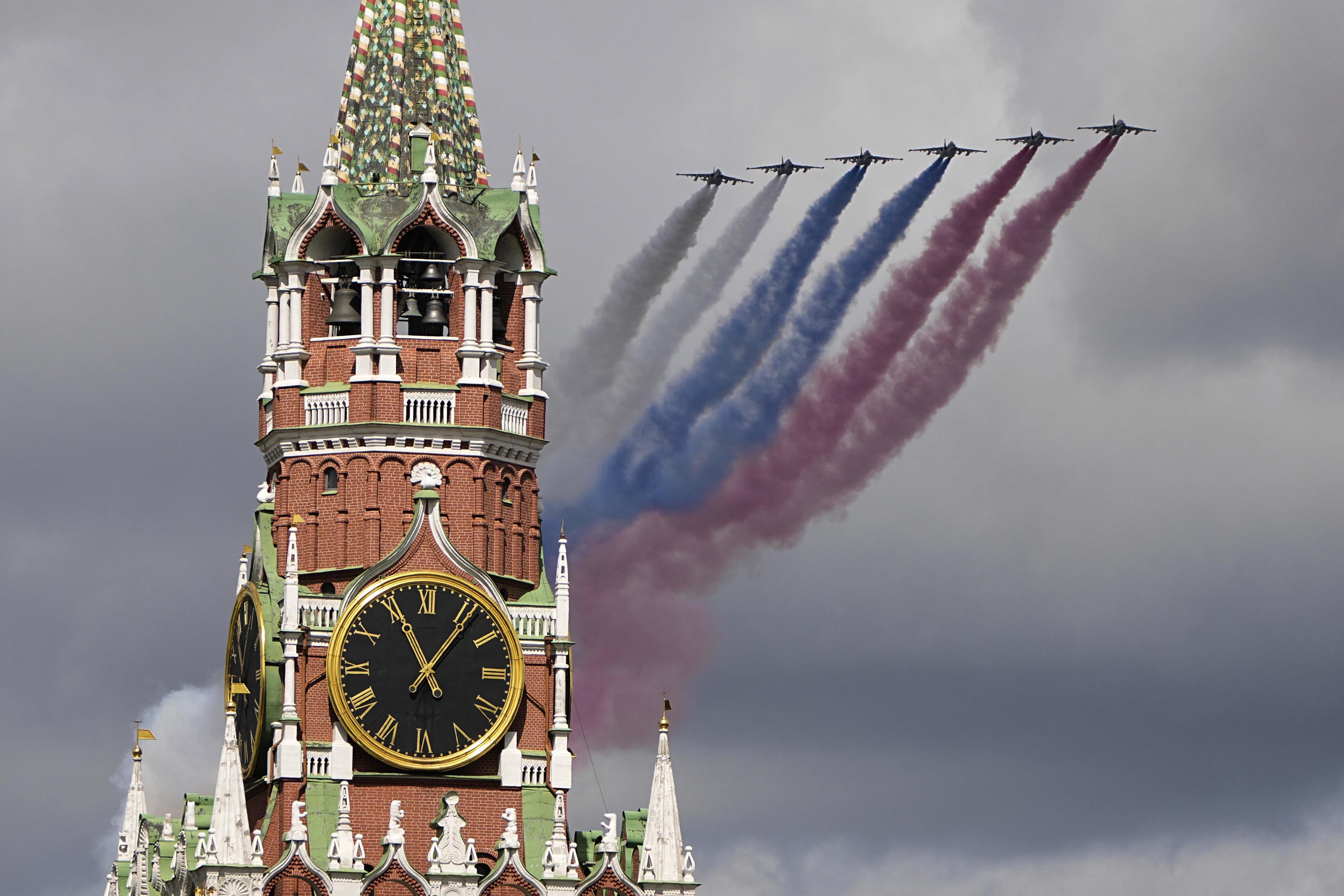 Preparatory exercise for the Victory Day parade in Moscow's Red Square.