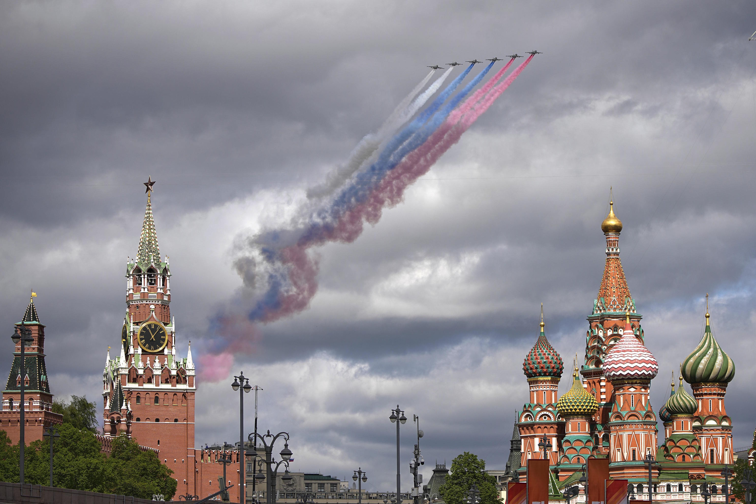 Preparations in Moscow's Red Square for Victory Day celebrations.