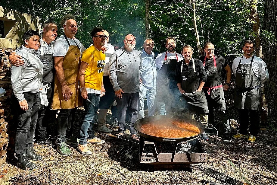With Jos Andrs (center) at the chef's home in Washington.