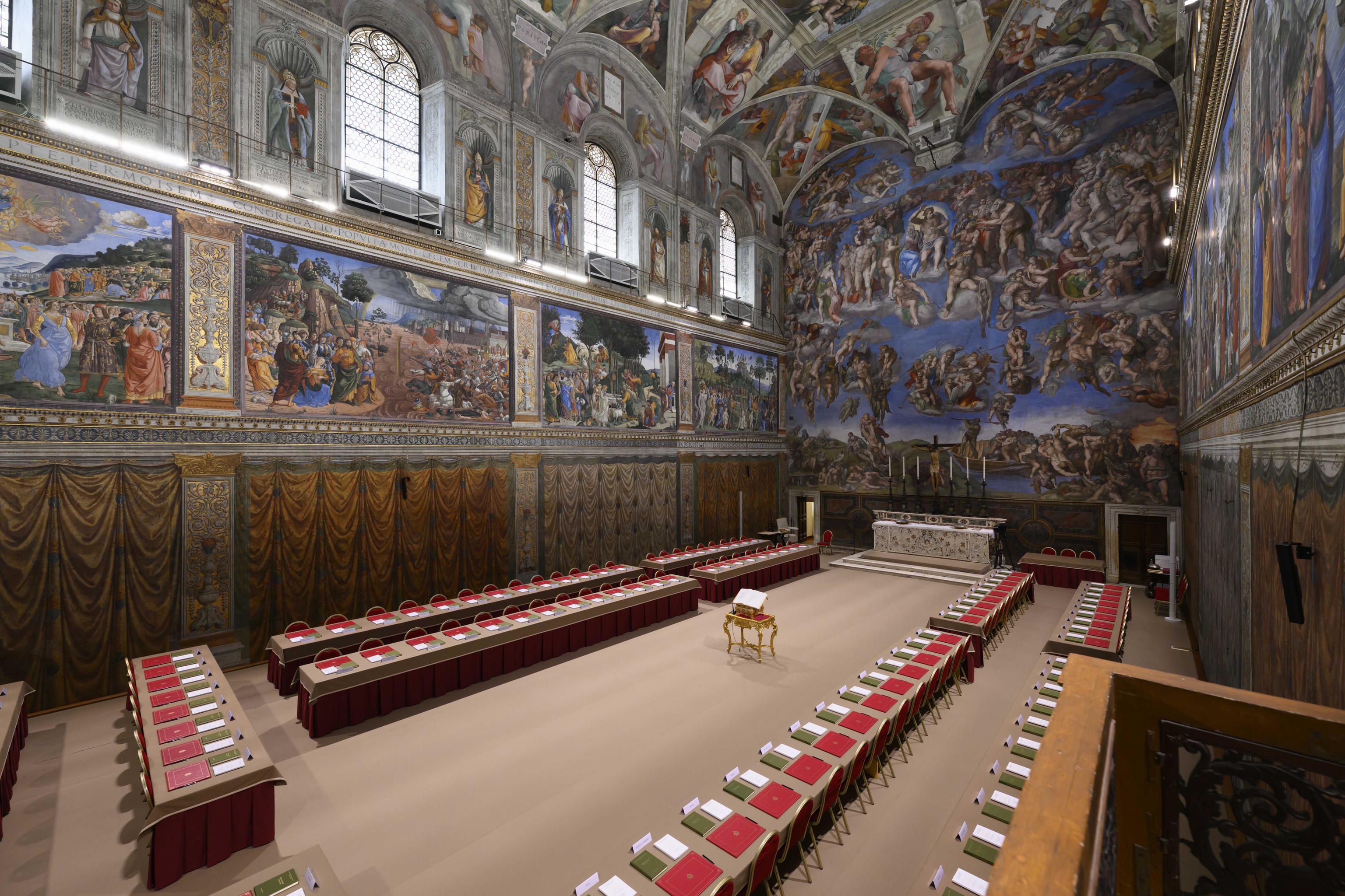View of the Sistine Chapel, where the cardinals will meet to elect the new pope.