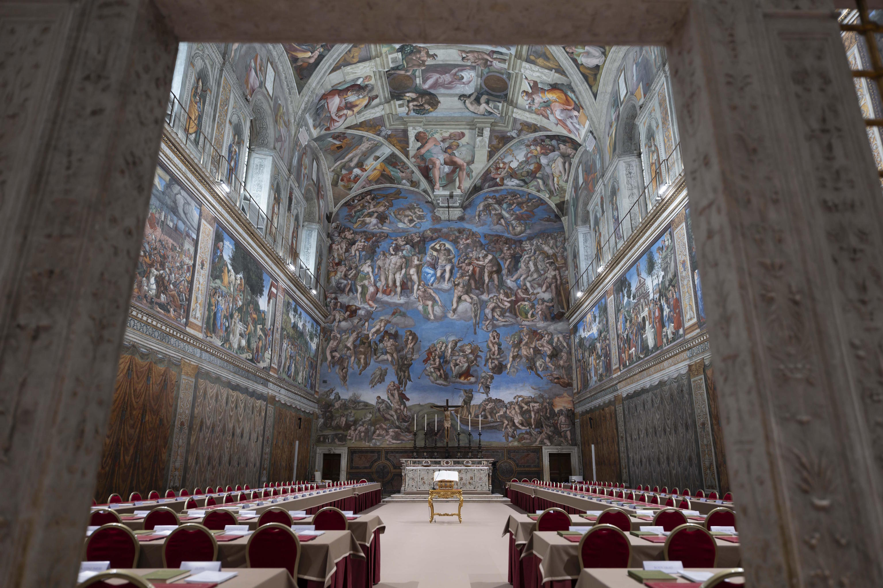 A view of the Sistine Chapel where cardinals gather to elect the new pope.
