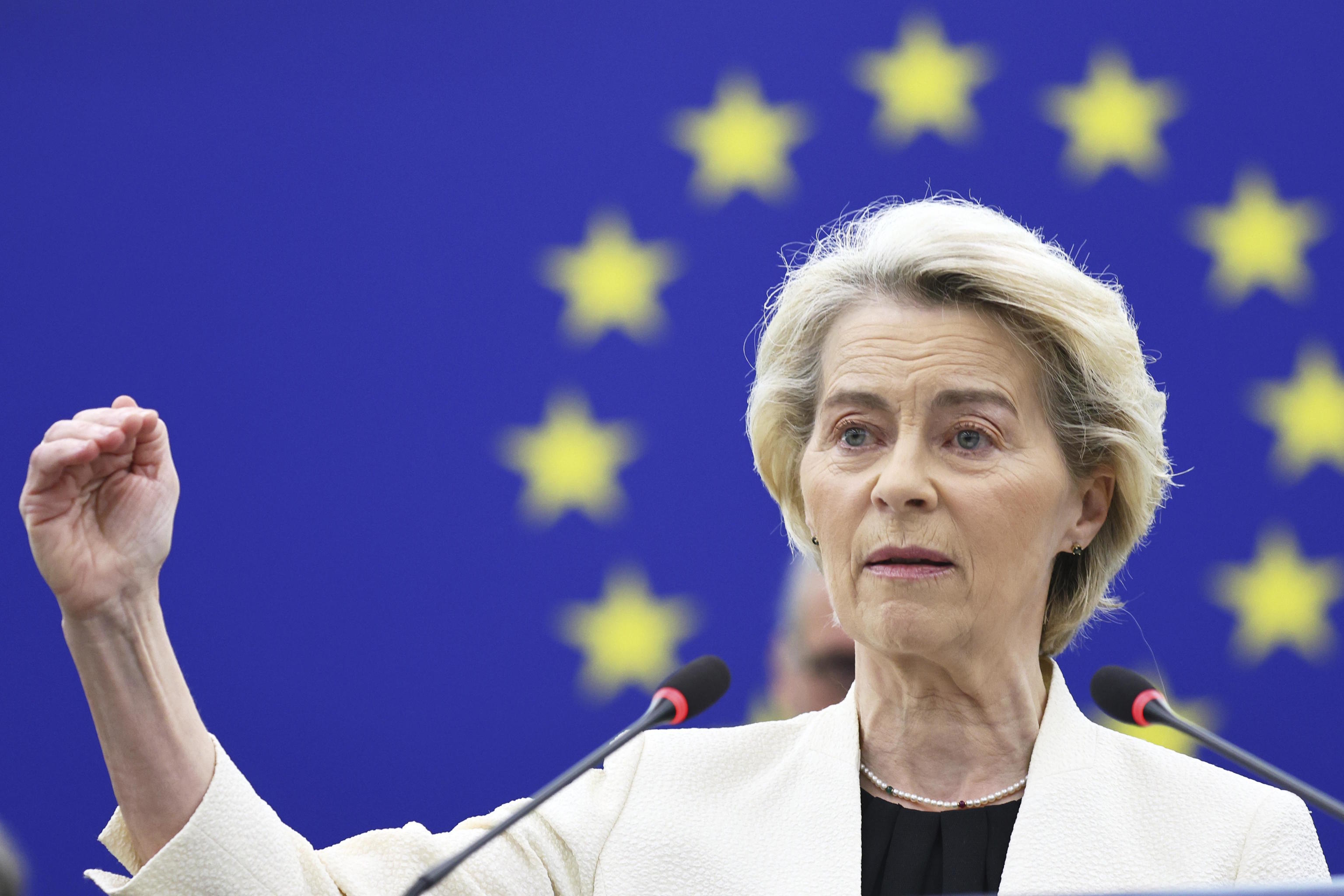 The President of the European Commission, Ursula von der Leyen, yesterday at the European Parliament.
