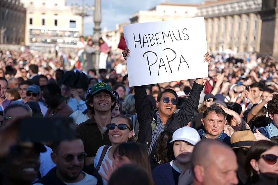 Faithful celebrate the election of the new Pontiff.