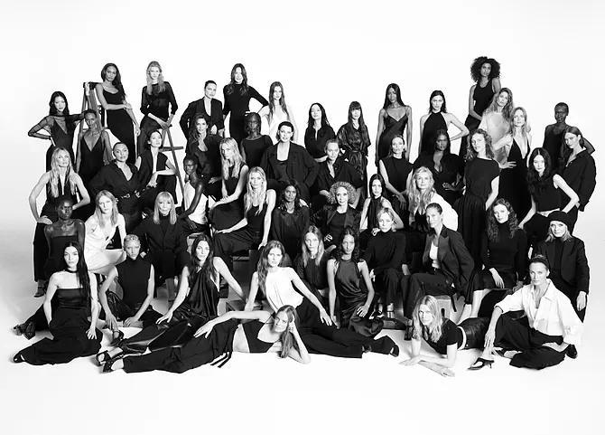 The 50 models at the end of the video created by Steven Meisel to celebrate the brand's 50th anniversary.