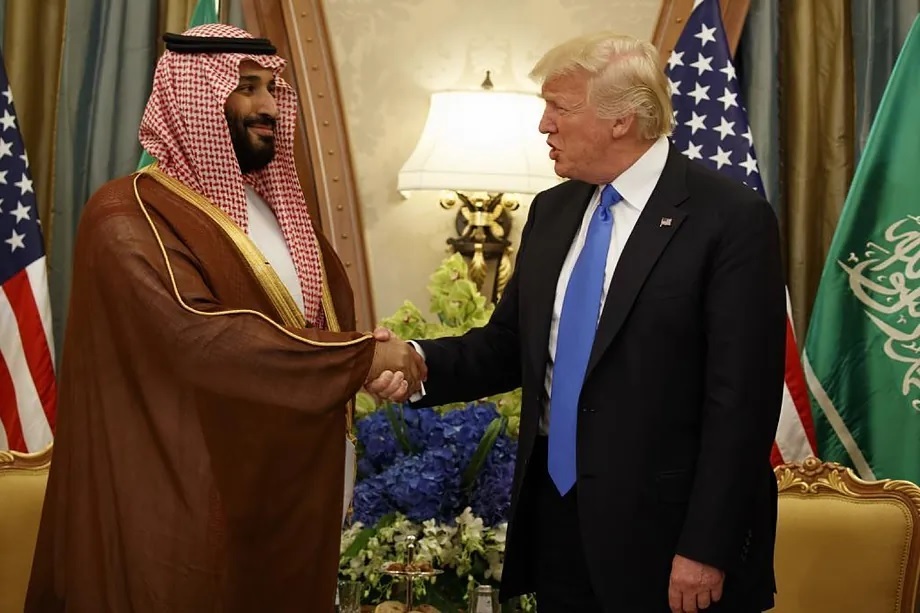 File image of Saudi Prince Mohammed bin Salman alongside Donald Trump.