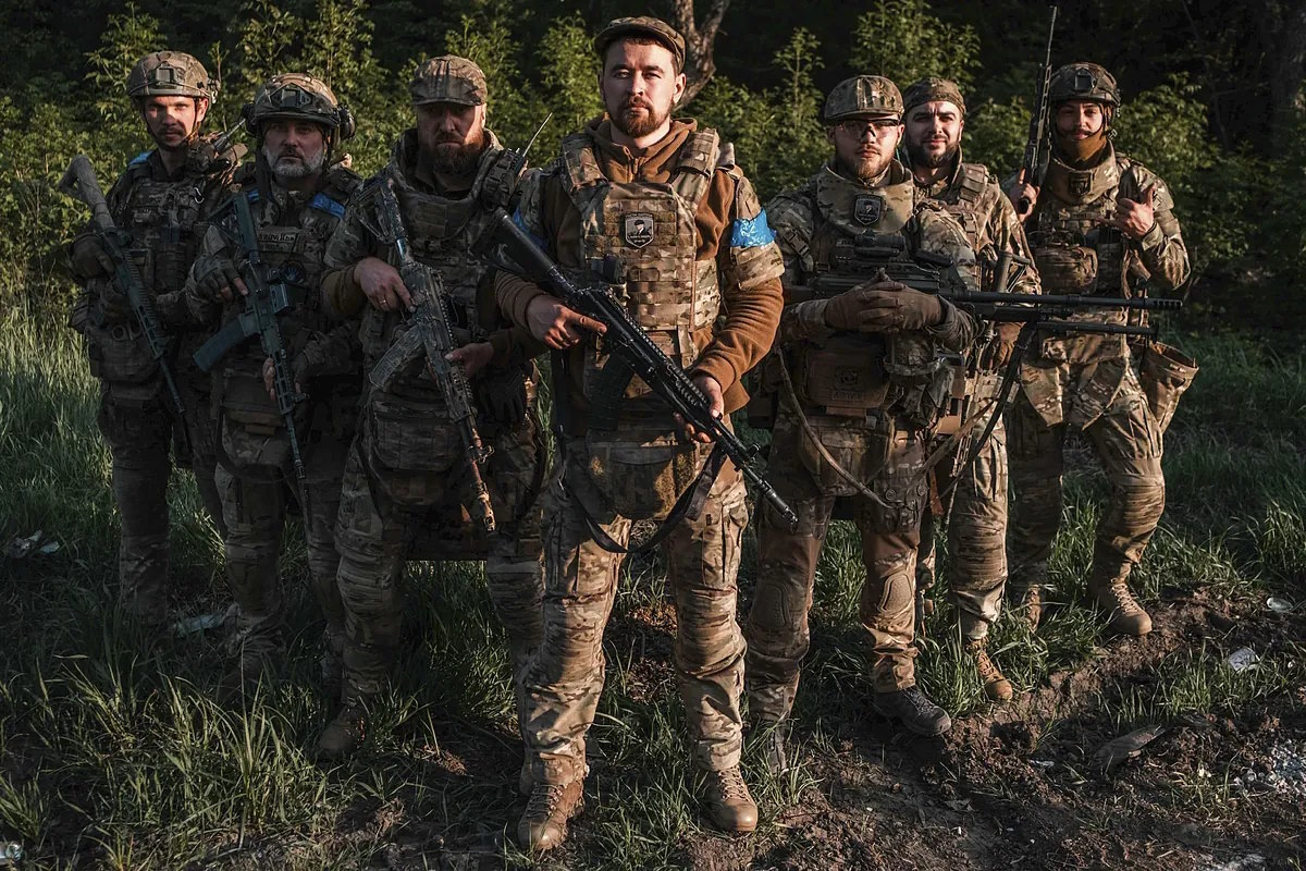 Members of the 'Peaky Blinders' unit at a site near the Pokrovsk front.