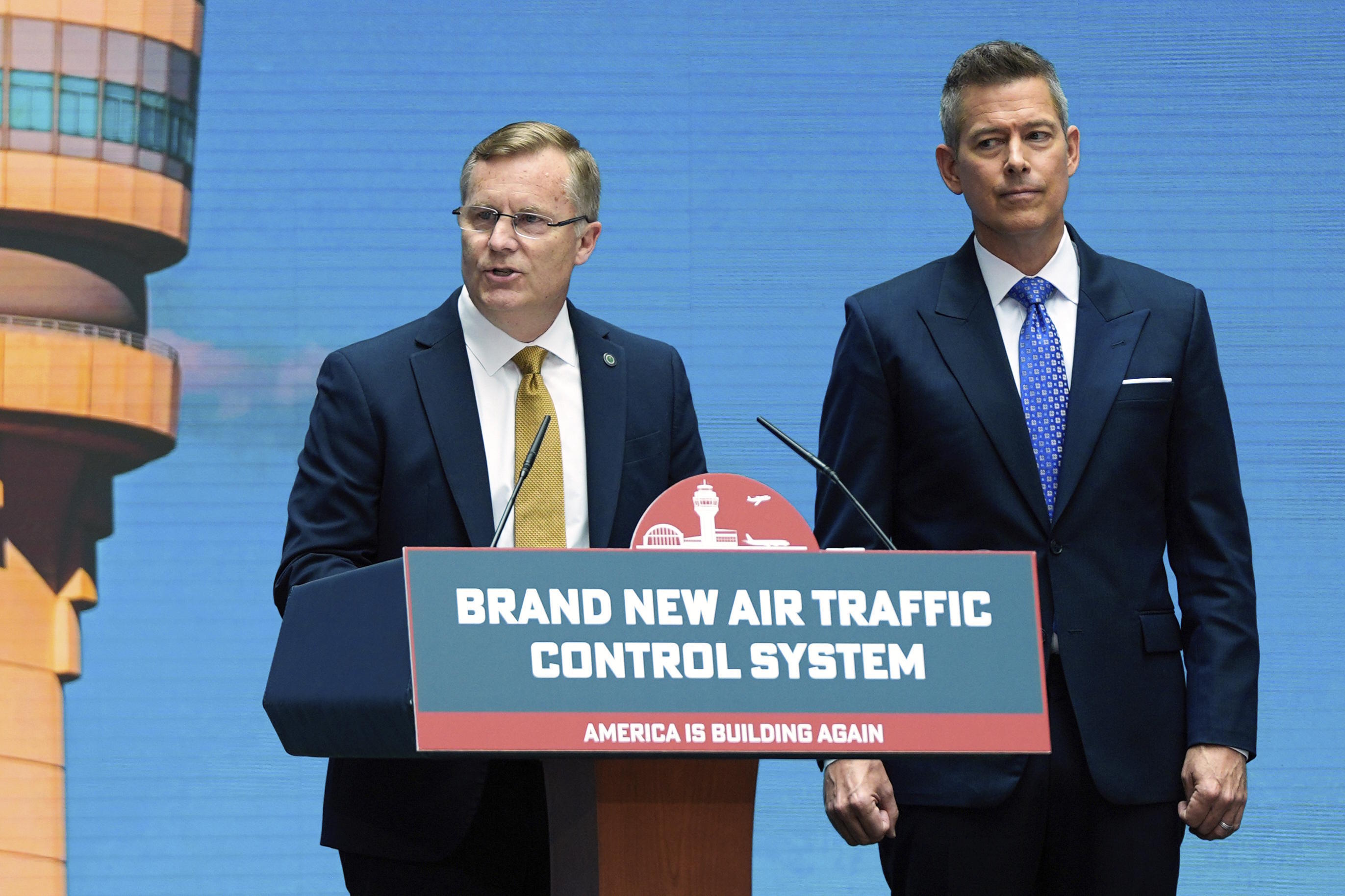 Chris Rocheleau, Administrator of the Federal Aviation Administration (left), with Transportation Secretary Sean Duffy.