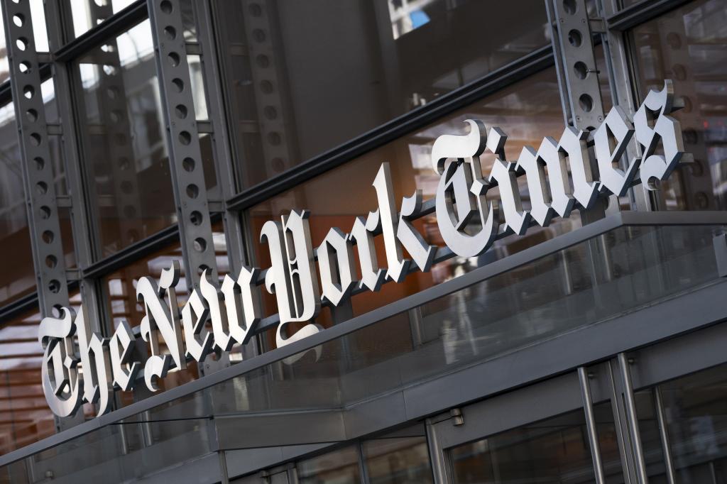 A sign for The New York Times