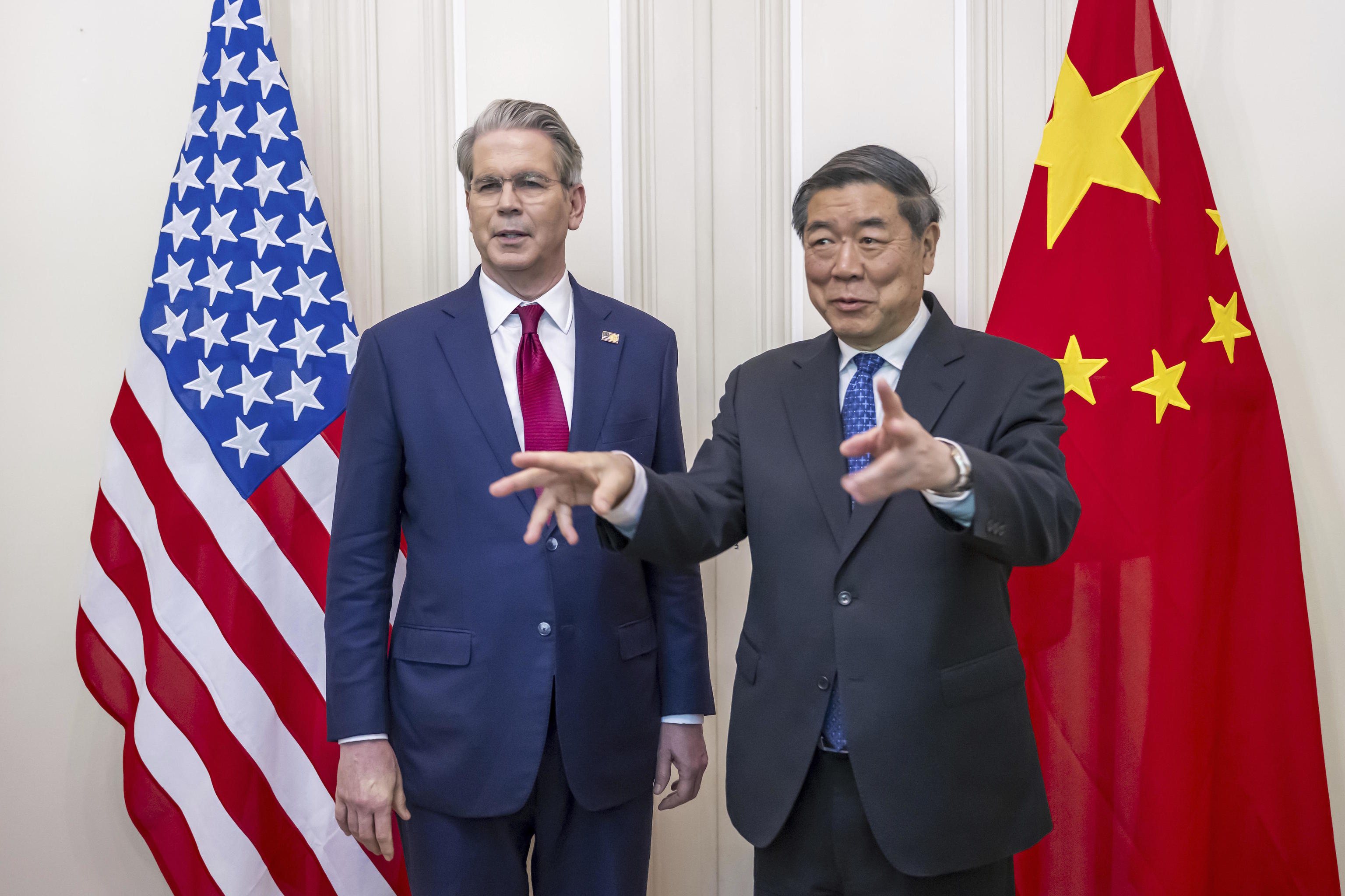 US Treasury Secretary, Scott Bessent (left), and Chinese Vice Premier, He Lifeng.
