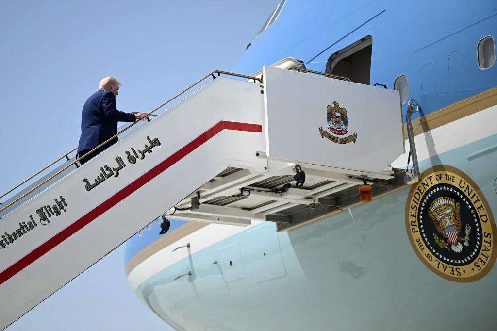 U.S. President Donald Trump boards Airforce One in Abu Dhabi