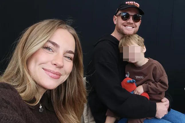Emilie Kiser, her husband Brady, and the little Trigg.