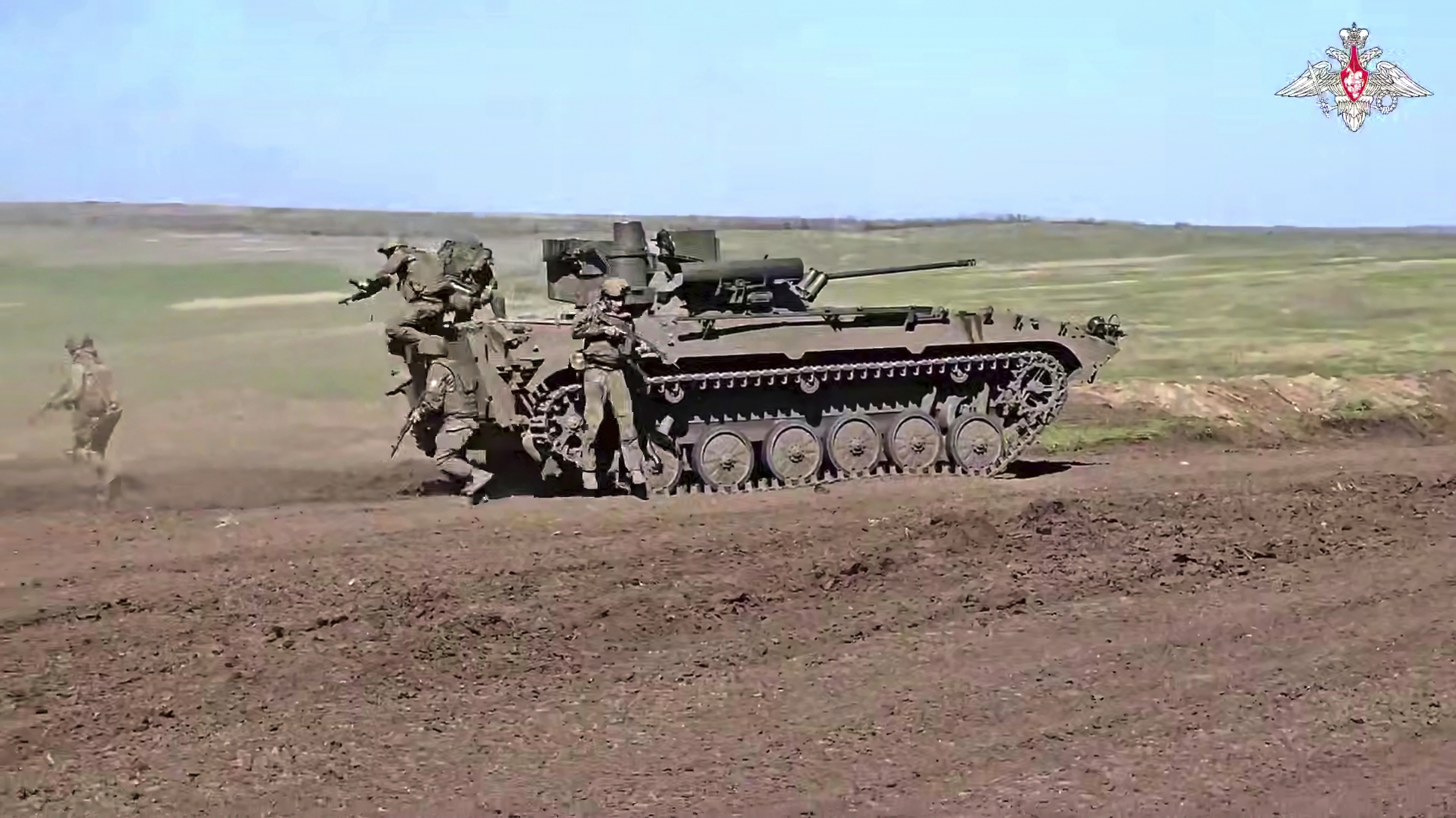 Russian servicemen attend a combat training for assault units in an undisclosed location in Ukraine.