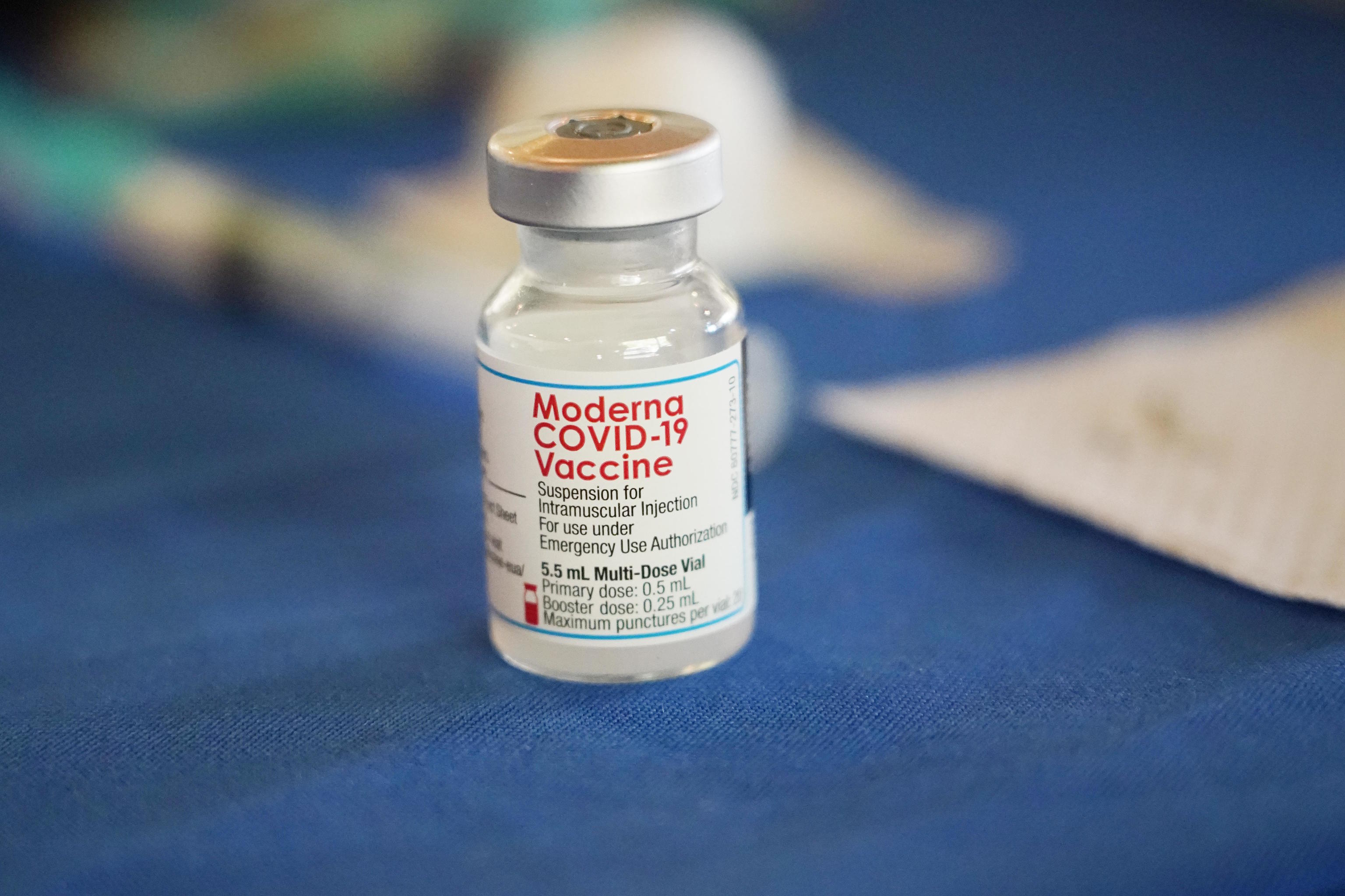 A vial of Moderna's COVID-19 vaccine.